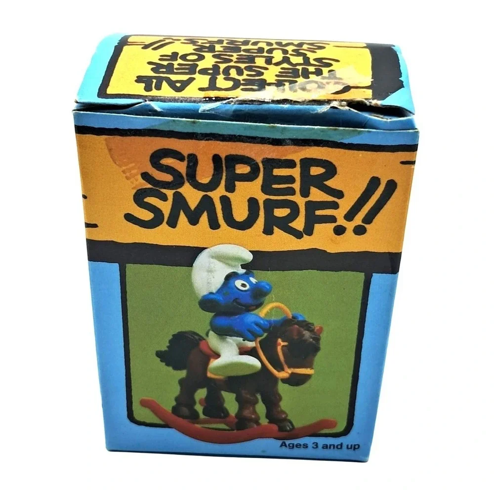 Vintage Wallace‎ Berrie Super Smurf Rocking Horse Figurine By Schleich Hong Kong